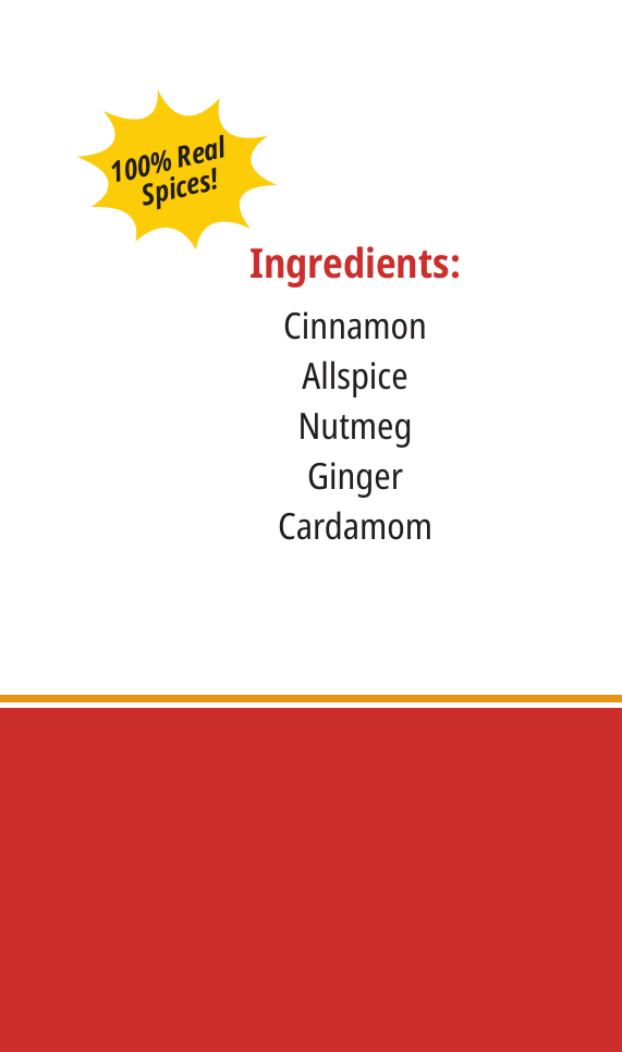 Golden Spice Apple Pie Spice Mix - ingredients label, 100% Real Spices